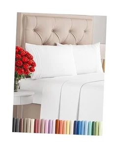 Size 4 Piece Sheet Set - Comfy Breathable & Cooling Bed Sheets Queen 01 - White - Picture 1 of 7