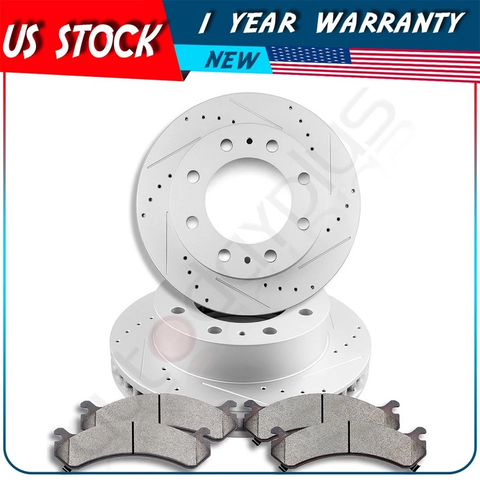 Front Drill Slott Brake Rotors Metallic Pad For 2001-2010 GMC Sierra 2500 HD Foto 1 de 1