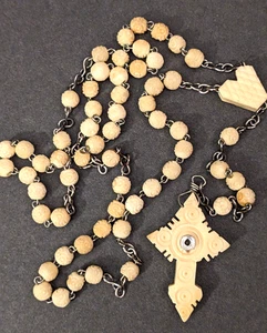 Vintage französischer Stanhope handgeschnitzter Rosenkranz aus Kuhknochen, Christentum, 1870er-1920er - Bild 1 von 7