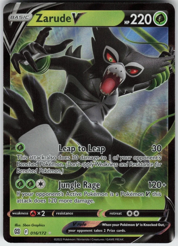 Holo Foil Zarude V 016/172 Ultra Rare SWSH09: Brilliant Stars - Image 1 of 1
