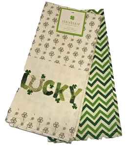 Día de San Patricio SUERTE Juego de 2 Toallas Taza Cocina Trébol Vacaciones Hogar NUEVO  - Imagen 1 de 2