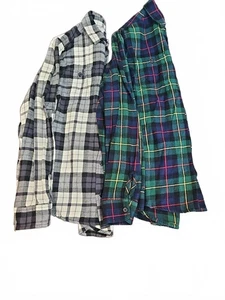 Plaid abbottonato cotone flanella posto bambini ragazzi taglia 16 XXL SET DI 2 - Foto 1 di 5