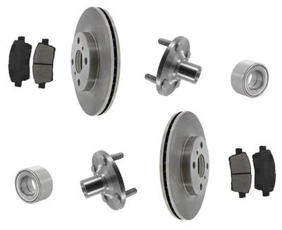 Buje de rueda delantera y cojinetes rotores de freno pastillas de cerámica para 01-05 Toyota ECHO 5 piezas Foto 1 de 4