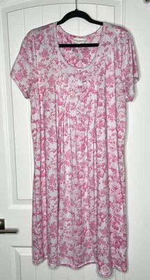 Laura Ashley Nightgown Womens XL Pink White Floral  Roses Granny Cottage Core - Image 1 of 4