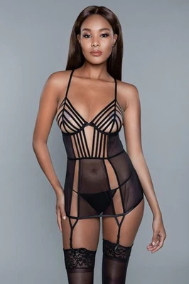 Be Wicked Jessica Strappy Chemise with Peek-a-Boo Cups BW1955 - Imagem 1 de 3