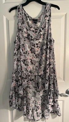 TORRID Top Tank Hi Low Womens Sz 1 Floral Semi Sheer Floral Ruffle Pullover NWT - Image 1 of 4