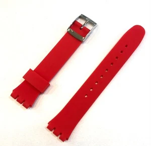 Ersatzarmband Uhr SWATCH Herren Damen Silikon 17 ROT Stahlschließe - Bild 1 von 5