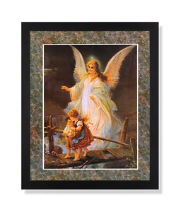 Schutzengel Kinder Brücke religiös #2 Wandbild schwarz gerahmt Kunstdruck - Bild 1 von 4