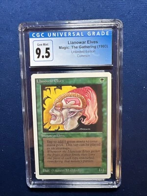 MTG Unlimited Llanowar Elves CGC 9.5 Gem Mint (Blue Label 10)  1993 - Image 1 of 2