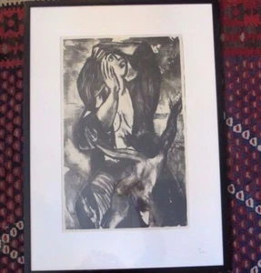 LaVon SALMELA LUCAS Oregon Artist CHAIN REACTION Signed 1948 Framed Lithograph - Picture 1 of 5