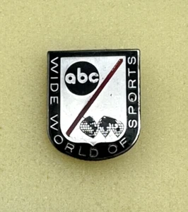 Vintage ABC WILD WORLD OF SPORTS Pin Silver Tone Red Black Show 1961 to 1998 - Picture 1 of 4