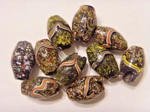 antik 10 extra große afrikanische Händler Mosaik Glas ethnische Brennperlen 46404 - Bild 1 von 6