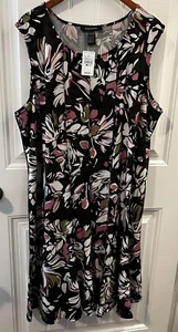 Ashley Stewart Fit and Flare Übergröße 30/32 genähte Akzent rosa, schwarz, grün - Bild 1 von 5