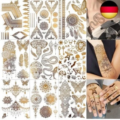 LAROI 9 Blätter 95+ Klebe Goldene Temporäre Tattoos Zum Aufkleben Klebetattoos E