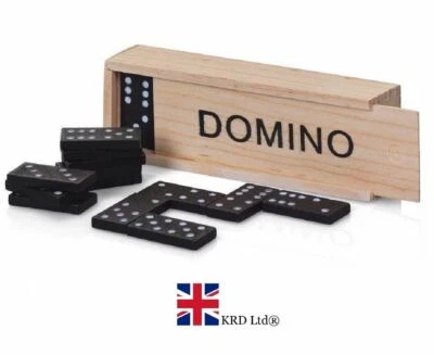 Kids 28 WOODEN DOMINOES BOX SET Toy Traditional Classic Children Domino Fun UK - Image 1 of 4