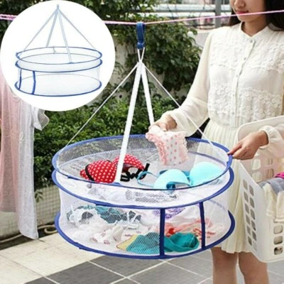 Faltbar Wandbehang Trockner Netz Aufbewahrungs Beutel Wäsche Körbe Regal Zwei - Bild 1 von 4