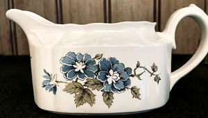 STAFFORDSHIRE BLOSSOMTIME CREAMER Hand Decorated Ironstone Blue Floral England - Picture 1 of 11