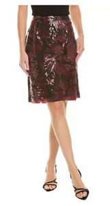 Nannette Nanette Lepore Women's Sequin Mini Skirt Maroon Size S & M - Picture 1 of 7