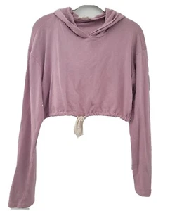 LA Hearts Top Womens Medium Drawstring Cropped Oversized Hoodie Purple Lilac - Picture 1 of 4