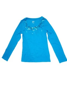 Girls Justice Turquoise Sequin L/S Shirt~Sz 20~New With Tags - Picture 1 of 4
