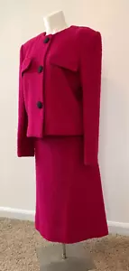 Castleberry Skirt Suit Women 10 Red Classic Tweed 2 Piece Made in USA Vintage - Picture 1 of 13