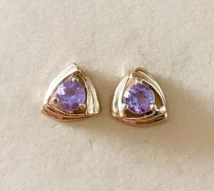 1.0ctw GENUINE AMETHYST STONE STUD EARRINGS NEW!! - Picture 1 of 3