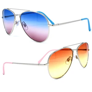 Cool Child Kids Boy Girl UV400 Aviator Gradient Lens Sunglasses Metal Frame - Picture 1 of 13