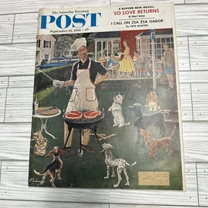 The Saturday Evening Post Sept 13 1958  Grilling in the Backyard Dogs Color Ads - Picture 1 of 11
