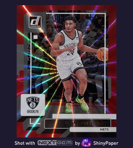 CAMERON CAM THOMAS 2022 DONRUSS BASKETBALL HOLO LASER RED 04/99 #8 BROOKLYN NETS