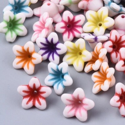 50 tapas de cuentas de flores de trompeta campana 13 x 7 mm mezcla de colores plástico vendedor de EE. UU. 1277 Foto 1 de 3