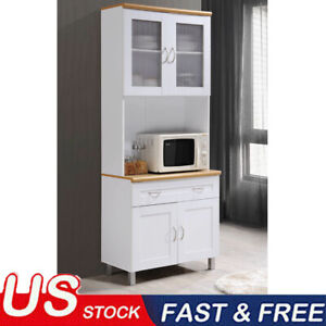 Free Standing Kitchen Cabinet Microwave Cart Strong Small Appliance Home White
