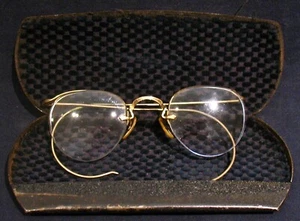 Vintage Brille~12k Gold Filled Retro Randlos Bi-Focal mit Etui~Top! - Bild 1 von 2