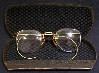 Vintage Eyeglasses~12k Gold Filled Retro Rimless Bi-Focal With Case~Excellent! - Image 1 of 2