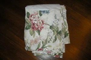 Burlington King NWOT Damask BEDSKIRT Multicolor Pink Green Ivory Floral - Picture 1 of 2