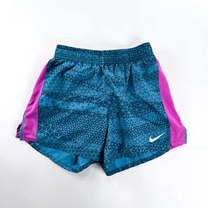 Nike Dri-Fit Girls XL Athletic Shorts Aquatic Blue Purple Lined Elastic Waist - Picture 1 of 9