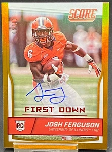 2016 PANINI SCORE ROOKIE AUTO JOSH FERGUSON COLTS FIGHTING ILLINOIS #ED 5/10 - Picture 1 of 2