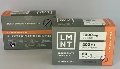 LMNT Grapefruit Salt Electrolyte Keto Drink Mix Pack of 30 Sticks - Image 1 of 2