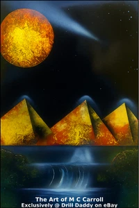 🌄 Pyramid Sunset Waterfall Vinyl Sticker | Art of M C Carroll | Drill Daddy Exc - Picture 1 of 1