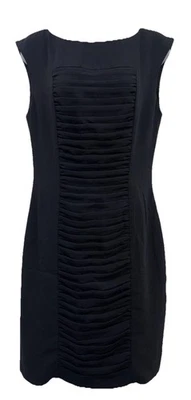 Vestido Vaina Catherine Malandrino Talla 8 Sin Mangas Frente Acanalado Midi Negro Foto 1 de 4