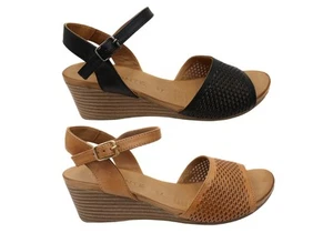 Orizonte Dilli Womens European Comfortable Leather Wedge Sandals - Picture 1 of 9