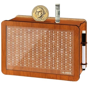 10000 Larger Size Savings Challenge Box - Cash Vault Wooden Money Savings Box... - Picture 1 of 9