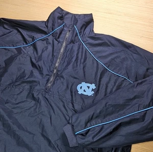 UNC Tarheels Mens Windbreaker Jacket Size M Side 1/2 Zip Champs Navy Back Logo - Picture 1 of 11