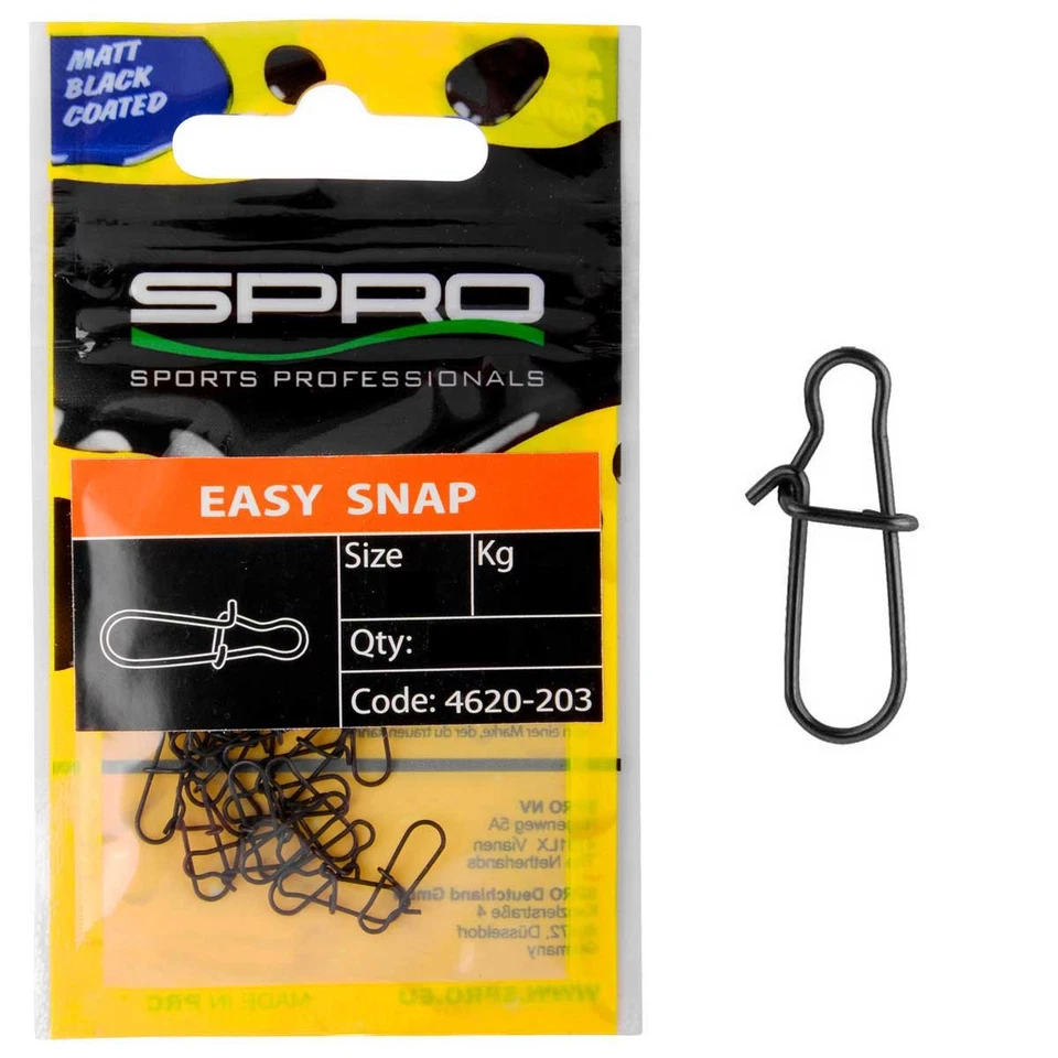 SPRO | Matte Black Easy Snap | 4kg bis 23kg Karabiner Einhänger zum Spinnfischen - Bild 1 von 1