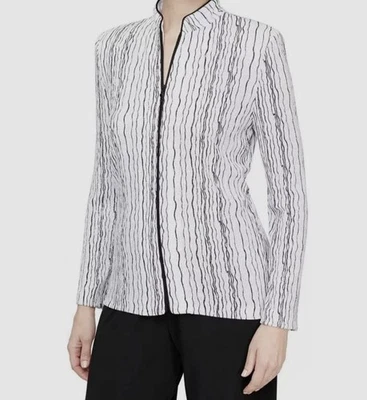 Chaqueta Formal ALEX EVENINGS Brillo Llovizna Blanco Negro Plata Top Talla M Nueva con Etiquetas Foto 1 de 4