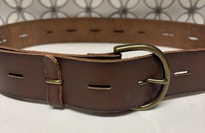 Cinturón de cuero marrón Banana Republic para mujer hebilla de latón macizo talla grande Foto 1 de 4