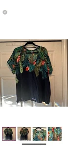Old Navy Damen tropisch geblümt V-Ausschnitt Kurzarm Bluse Top Größe XL - Bild 1 von 4