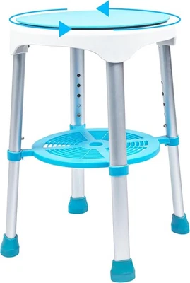 UNLICON-360° Silla de Ducha Giratoria, Taburete Giratorio Ajustable Azul/Blanco  Foto 1 de 4