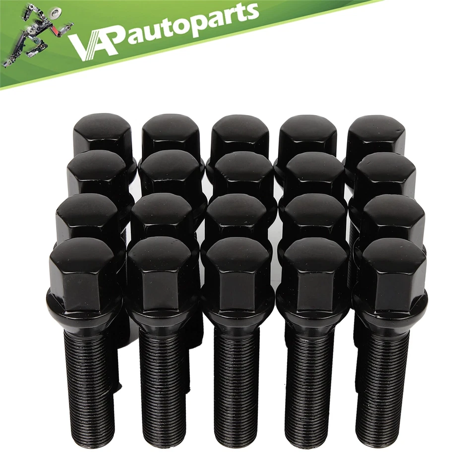 20 pernos de rueda negros M14x1,25 vástago de 45 mm para BMW 528i 535i 550i 640i Mini Foto 1 de 4