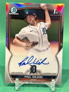 2023 Bowman Draft PAUL WILSON Chrome Refractor Auto /499 CDA-PW Detroit Tigers - Picture 1 of 2