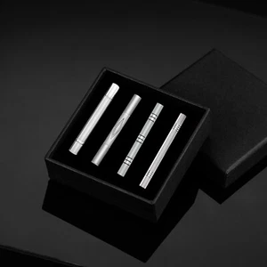 4pcs Silver Striped Mens Tie Clip Bar Classic Mens Tie Bar Set for Regular Ties - Picture 1 of 6